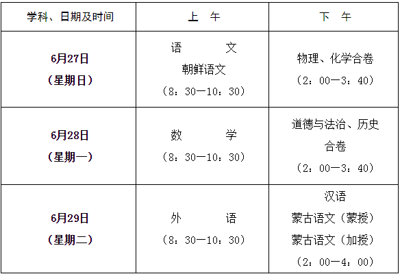                          吉林白城中考时间2022年具体时间 吉林白城中考时间及科目安排               